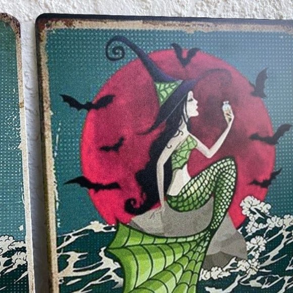 Set of 2 Retro Vintage Mermaid Ocean Metal Sign 12x8 inches Wall Hanging - Picture 5 of 7